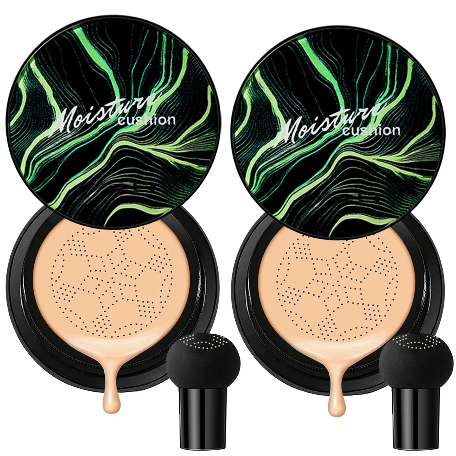Air Cushion Foundation Concealer Full Coverage CC Cream (2PCS Natural)