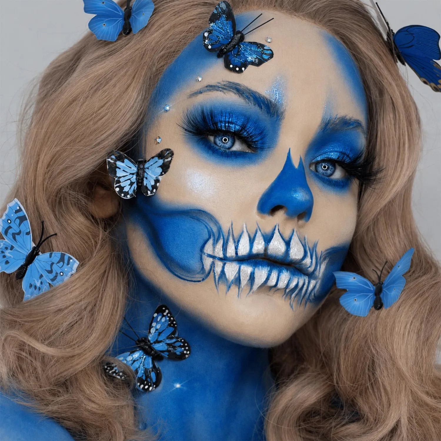 Blue Face Body Paint for Halloween, Water-Based Washable Non-Toxic for Kids