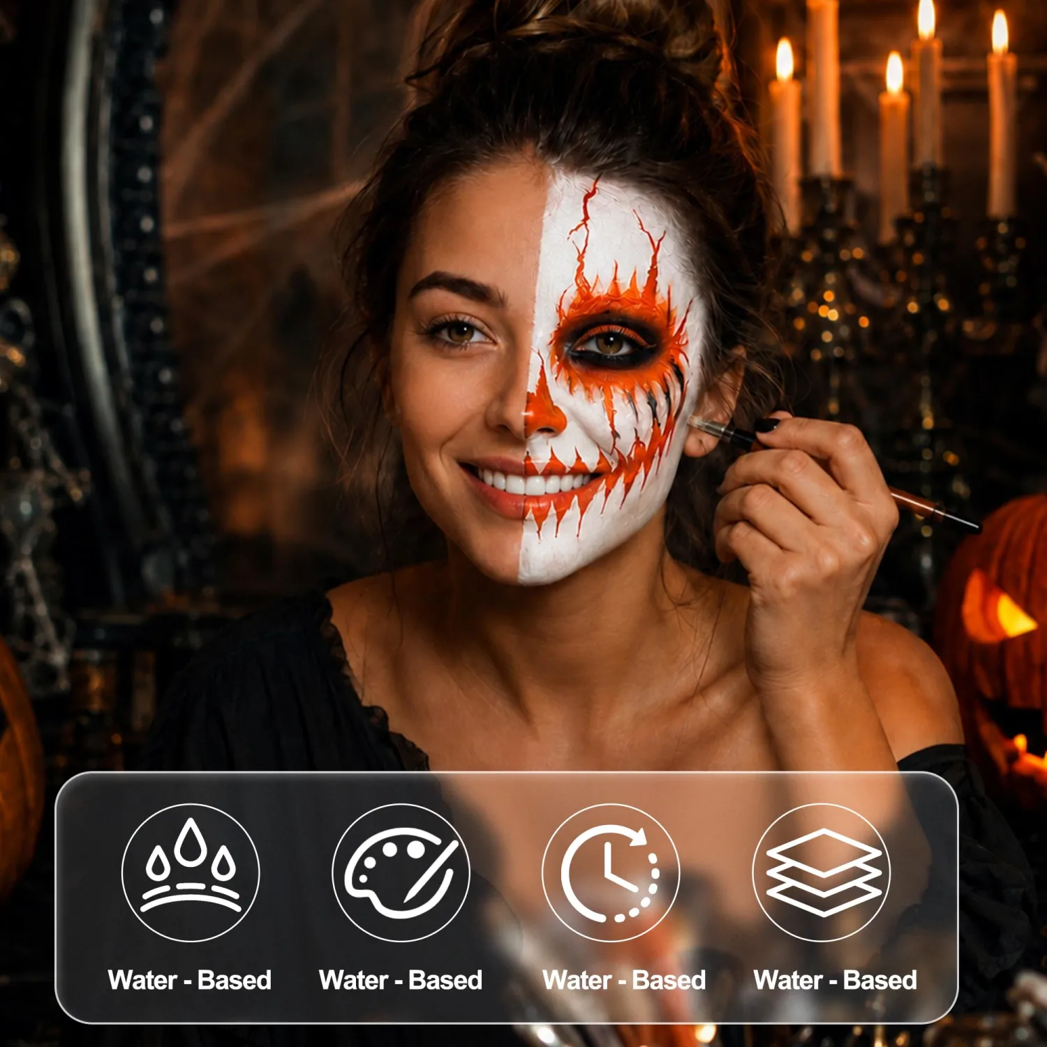 Orange Face & Body Paint for Halloween, Washable Non-Toxic for Kids