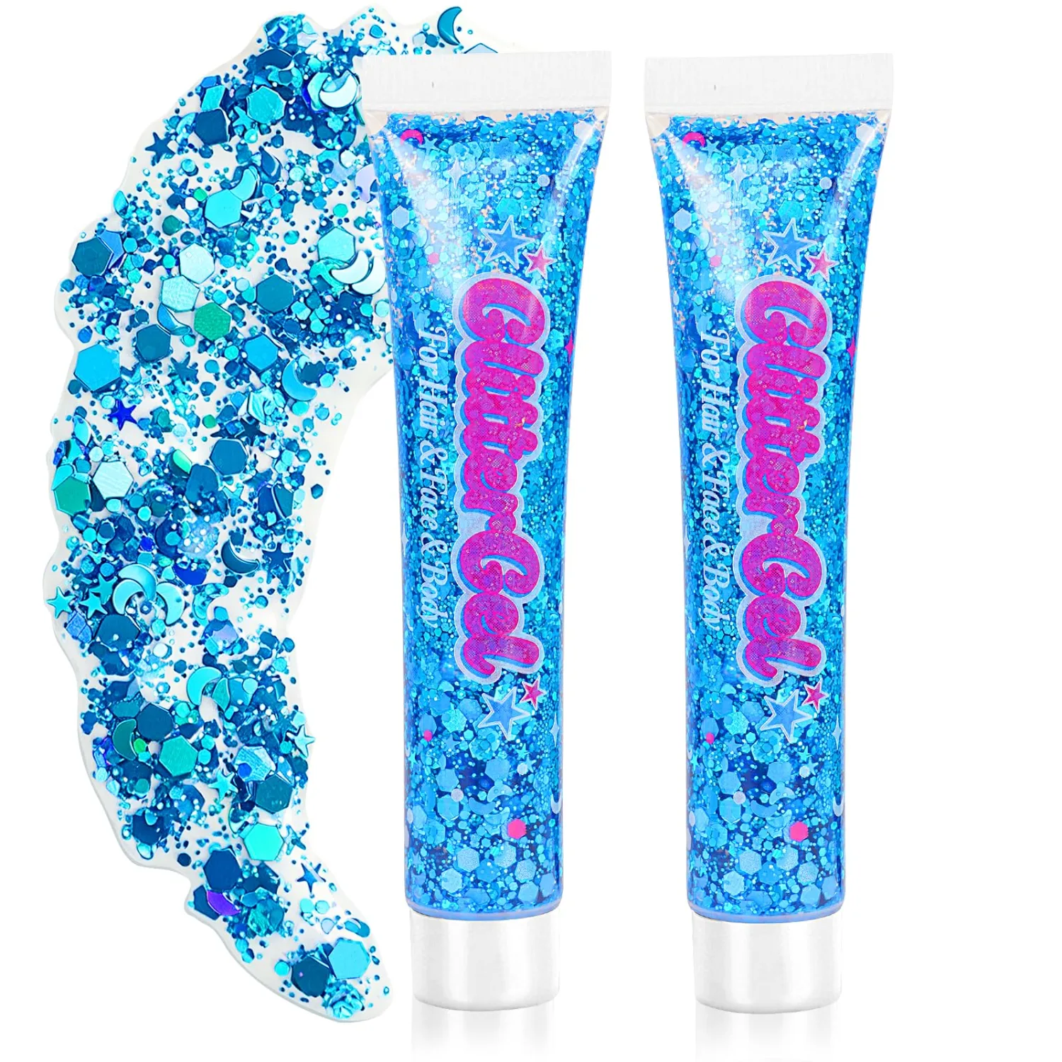 Blue Body Glitter Gel- Holographic Chunky Glitter for Festival Rave Party