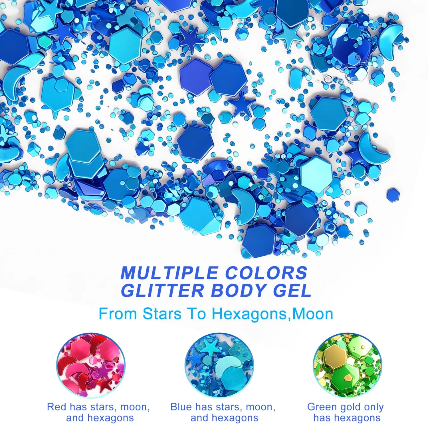 Blue Body Glitter Gel- Holographic Chunky Glitter for Festival Rave Party