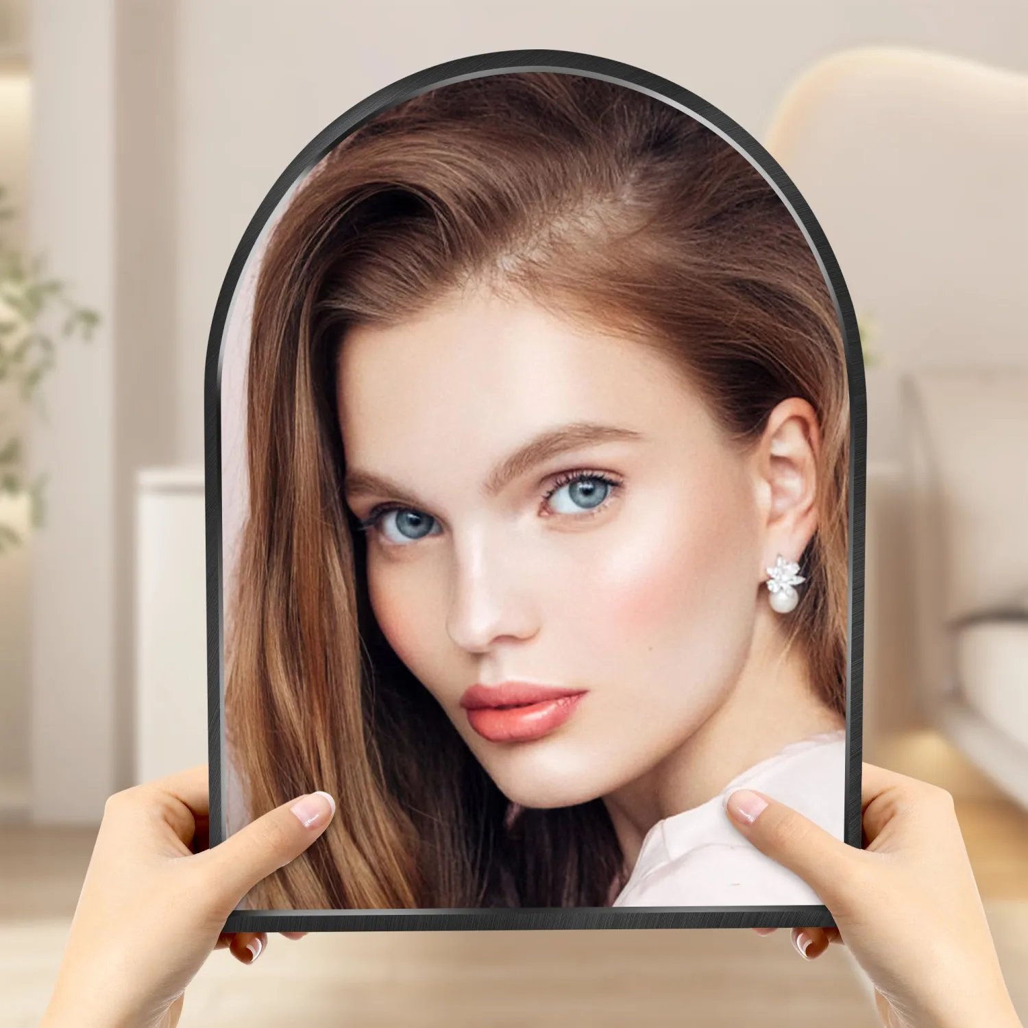 Arched Bathroom Mirror 10"x13", Black