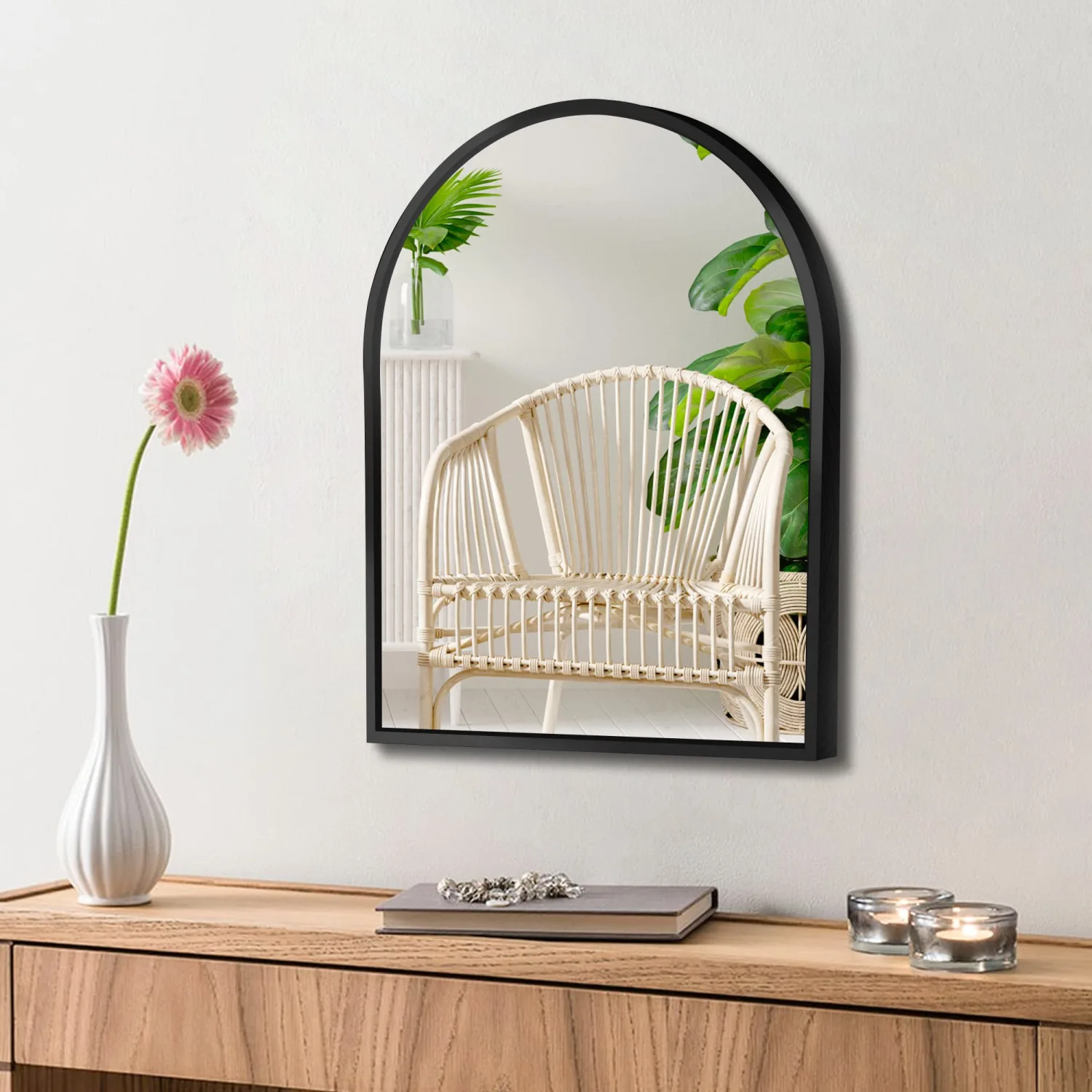 Arched Bathroom Mirror 10"x13", Black