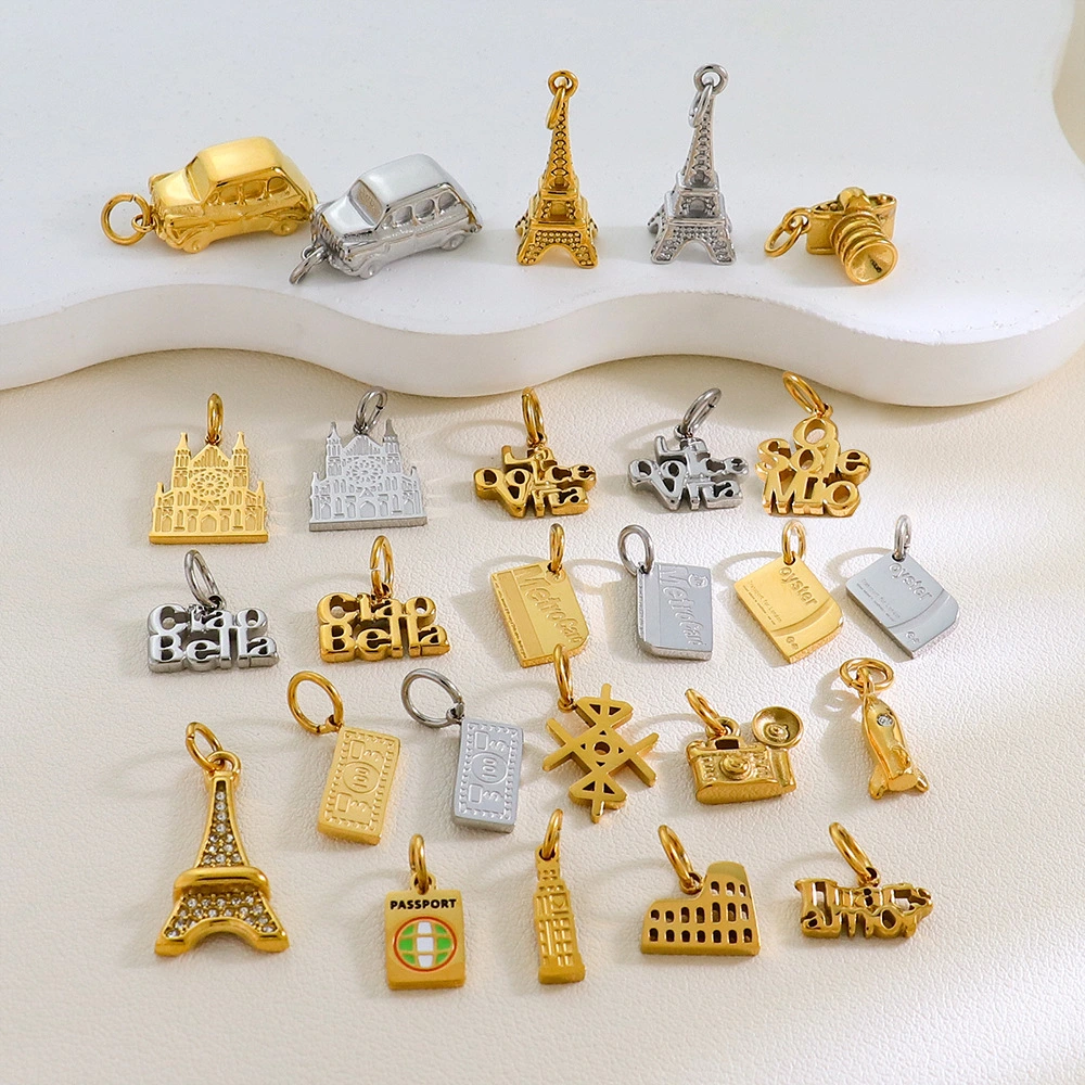 Creative Colosseum Stainless Steel Gold-Plated European And American Fashion Paris Eiffel Tower Pendant Wholesale Supply
