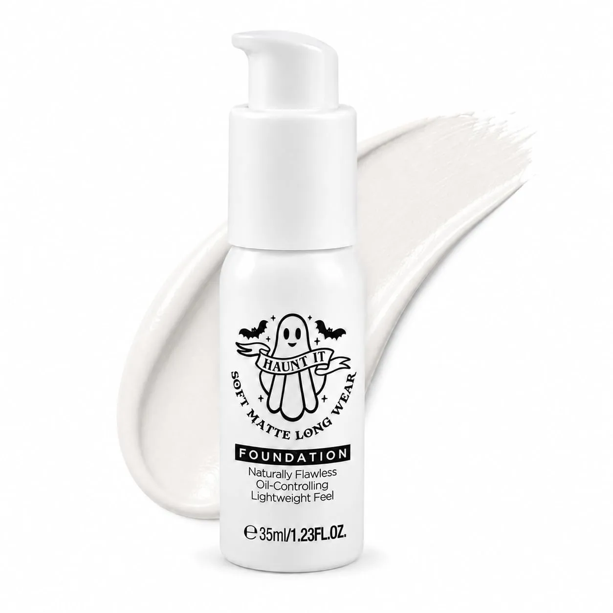 White Foundation Makeup, White Face Paint Liquid Foundation for Halloween, Full Coverage Soft Matte Long Wear Oil Control Pale Base for Goth Clown Vampire Ghost Skeleton Cosplay Costume, 1.23 Fl Oz