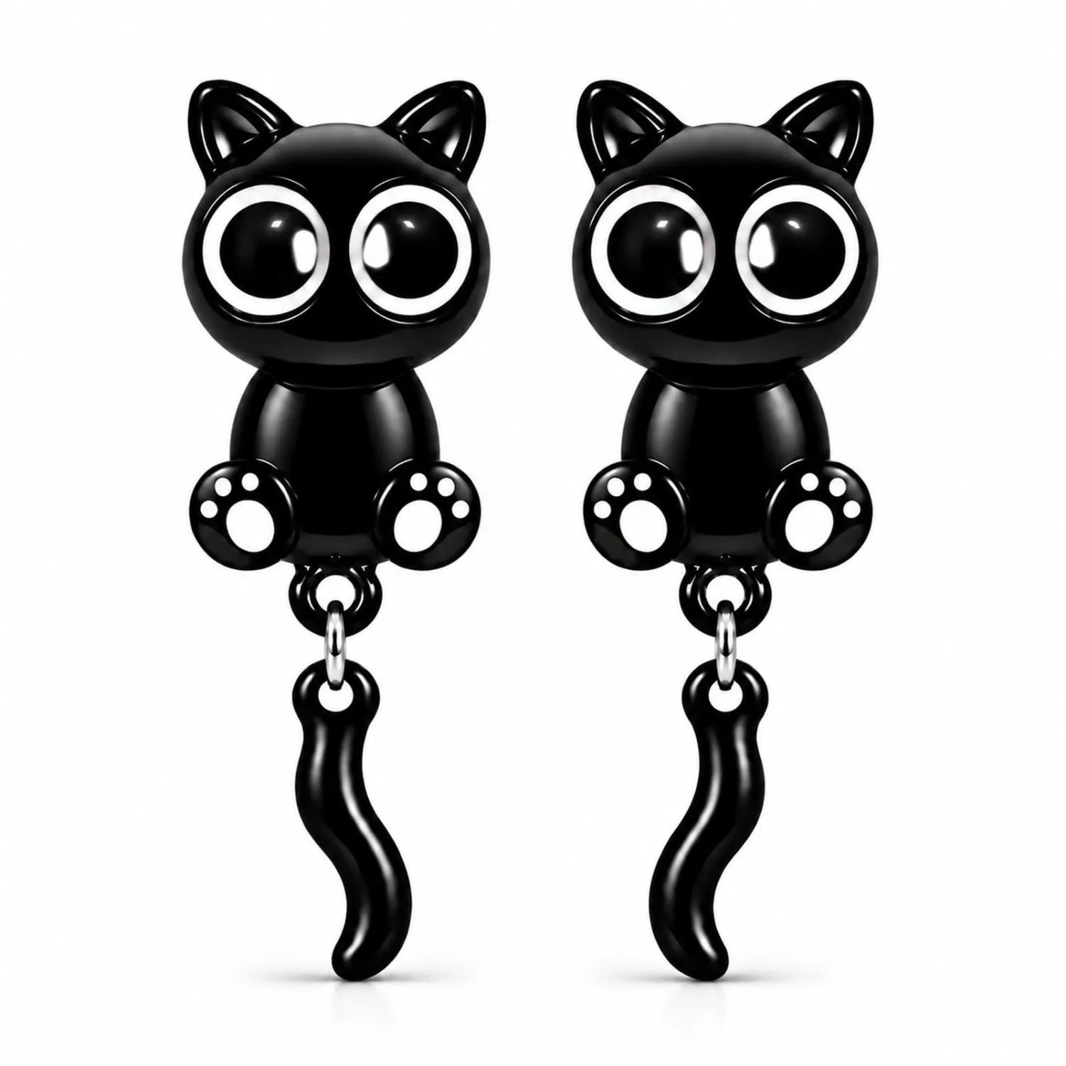 Black Cat Earrings for Women, Cute Cat Paw Stud Earrings, Halloween Earrings, Gothic Spooky Jewelry for Party Cosplay, BlackCat Costume Accessories, Unique Holiday Gift for Women