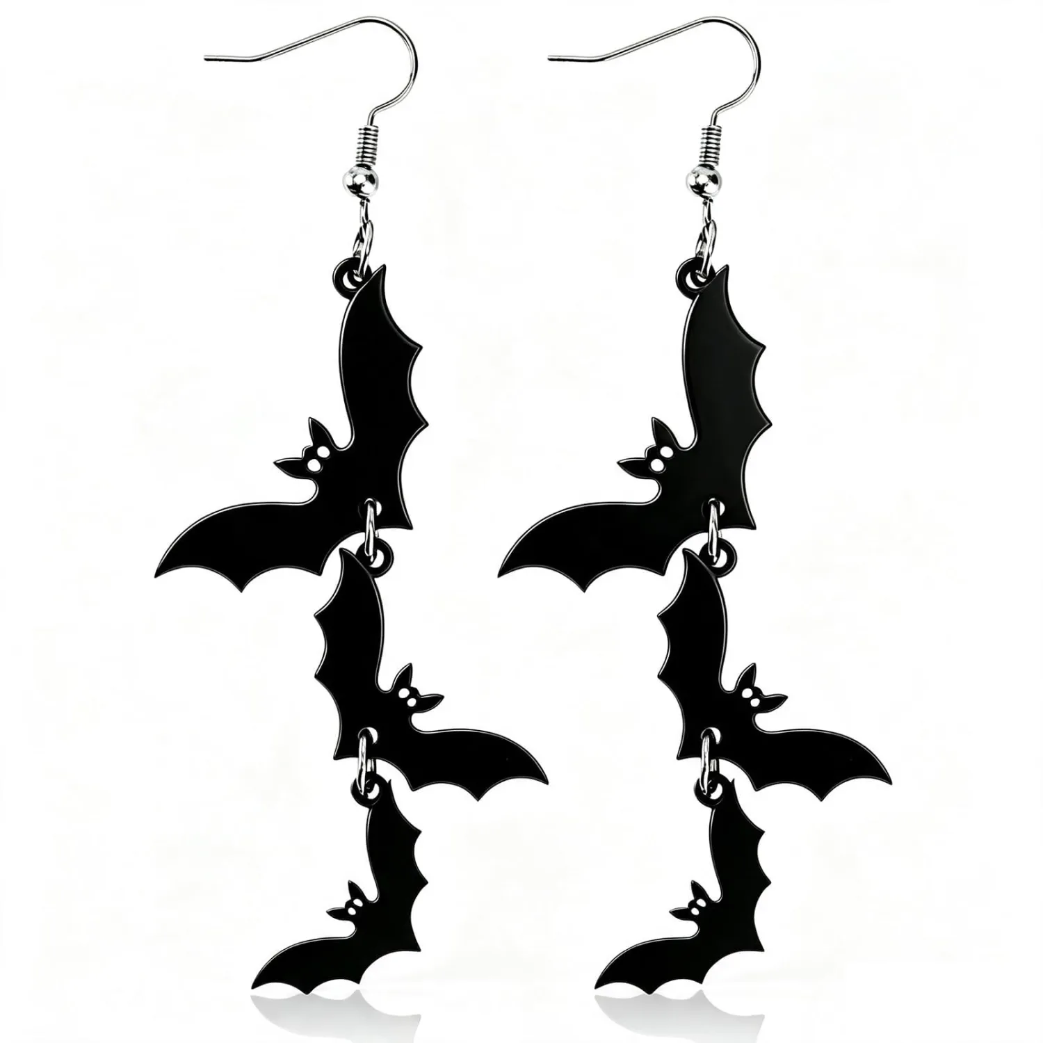 Halloween Bat Earrings for Women, Black Acrylic Bat Drop Dangle Earrings, Spooky Gothic Witchy Costume Jewelry, Punk Goth Holiday Accessories for Halloween Parties and Vampire Looks