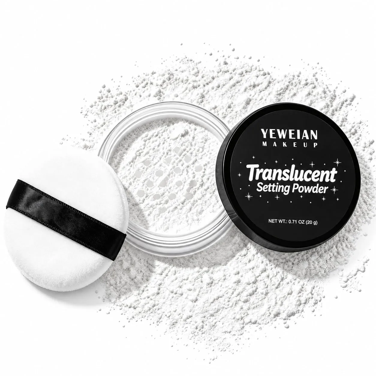 Translucent Loose Setting Powder, Talc-Free Soft Matte Face Powder for Oil Control, Lightweight Long-Lasting White Setting Powder for Everyday Makeup, Halloween SFX Face Paint & Body Paint, 0.71 oz