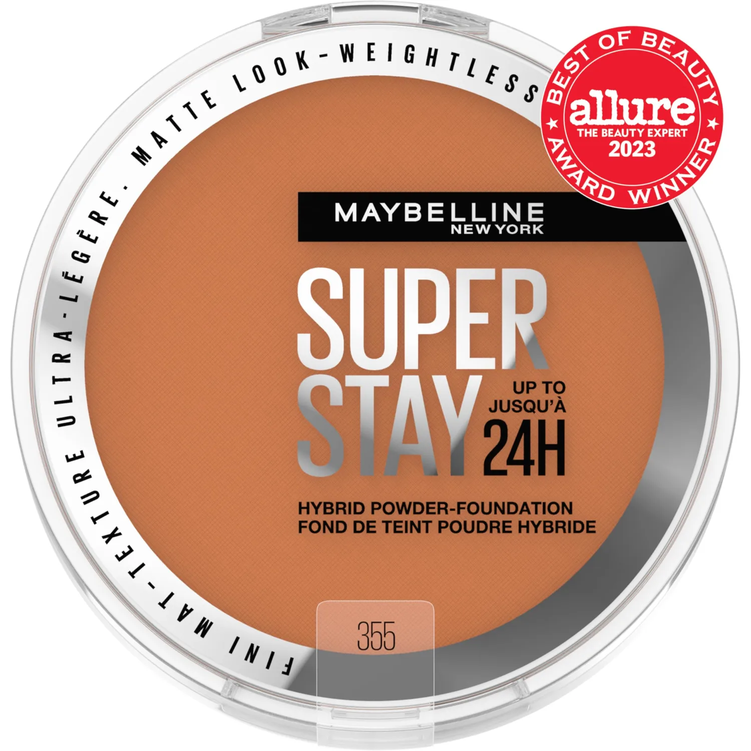 Maybelline Super Stay Up to 24HR Hybrid Powder-Foundation, Medium-to-Full Coverage Makeup, Matte Finish, 355, 1 Count
