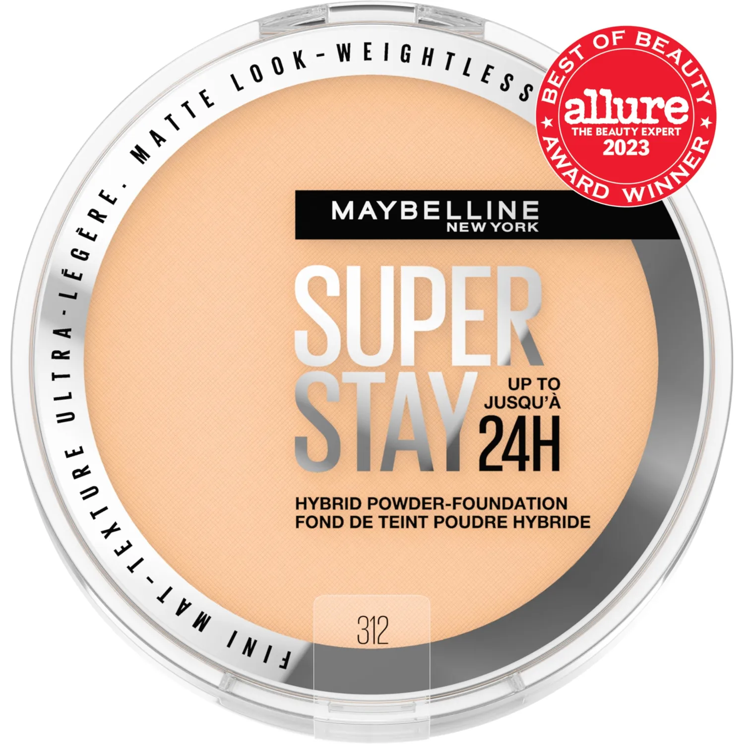 Maybelline Super Stay Up to 24HR Hybrid Powder-Foundation, Medium-to-Full Coverage Makeup, Matte Finish, 312, 1 Count
