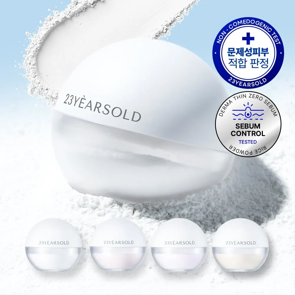 [23YEARSOLD] Derma Thin Zero Sebum Powder (Beige) – Sensitive-Skin Friendly Oil-Control Setting Powder, Lightweight Pore-Blurring Formula for a Smooth, Long-Lasting Matte Finish, 1.4 oz