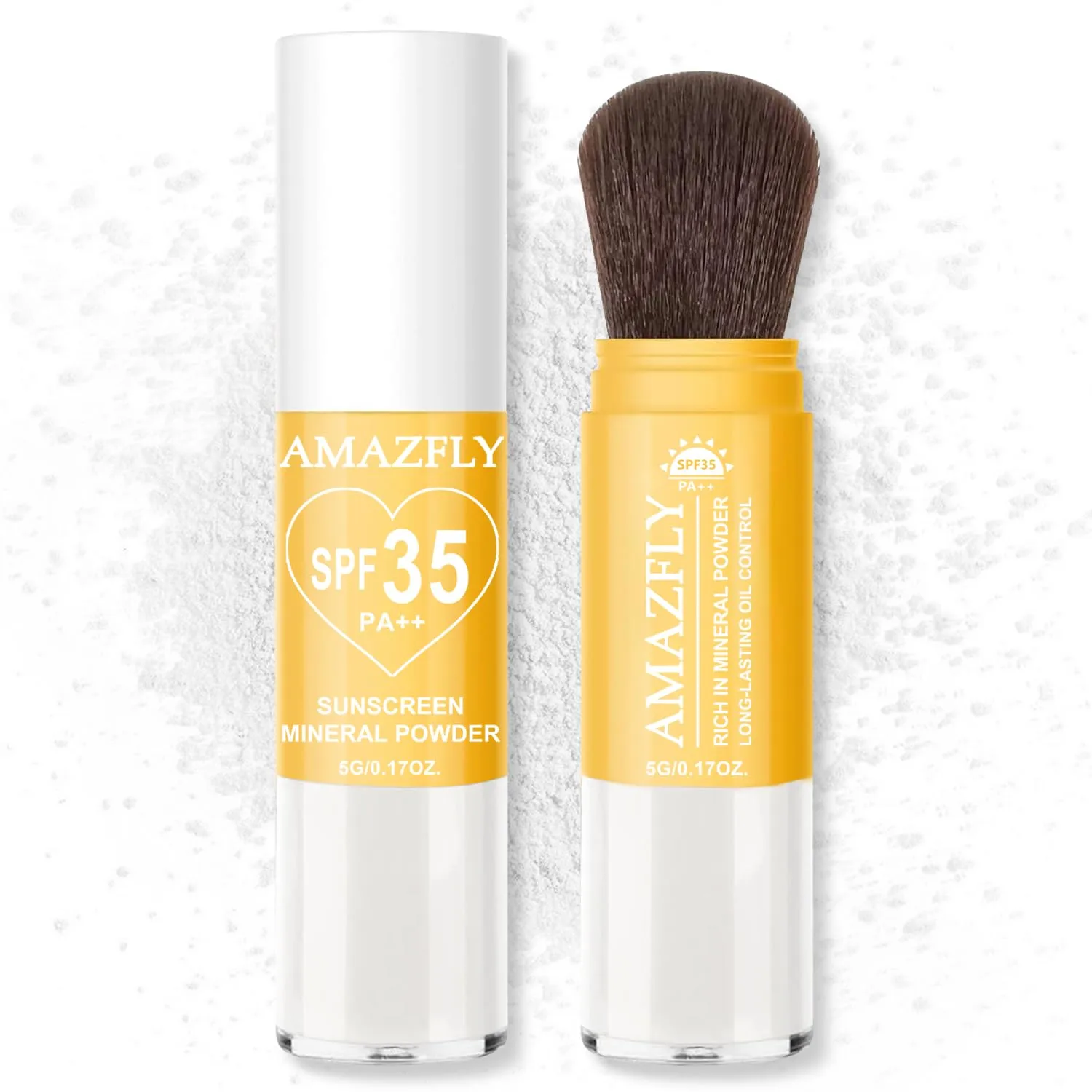 White SPF35 Brush Mineral Sunscreen Matte Setting Powder for Face and Scalp