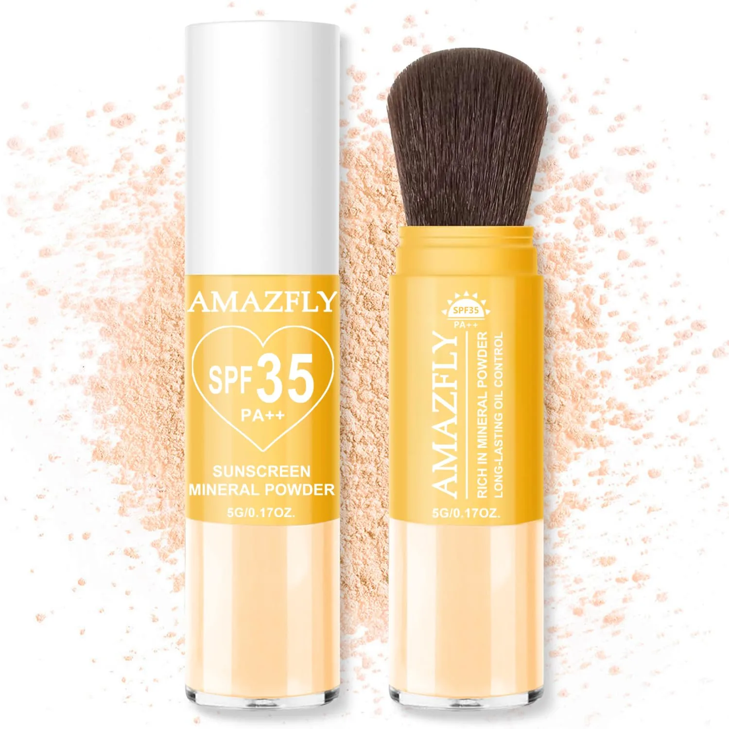 Medium SPF 35 Brush Mineral Sunscreen Matte Setting Powder for Face & Scalp