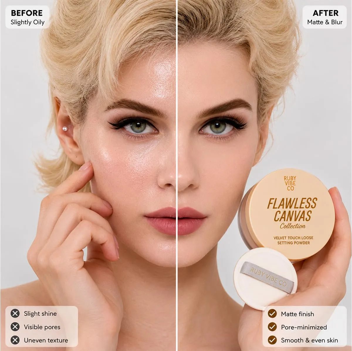 Loose Setting Powder, Translucent Setting Powder for Face Makeup with Lightweight Matte Finish, Long-Lasting Finishing Powder for Natural Looking Everyday Makeup