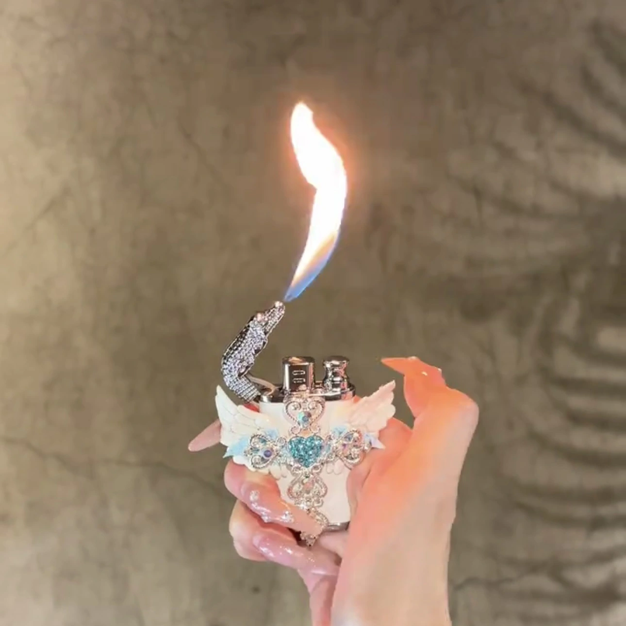 Angel Wings Dual Flame Windproof Refillable Gas Lighter