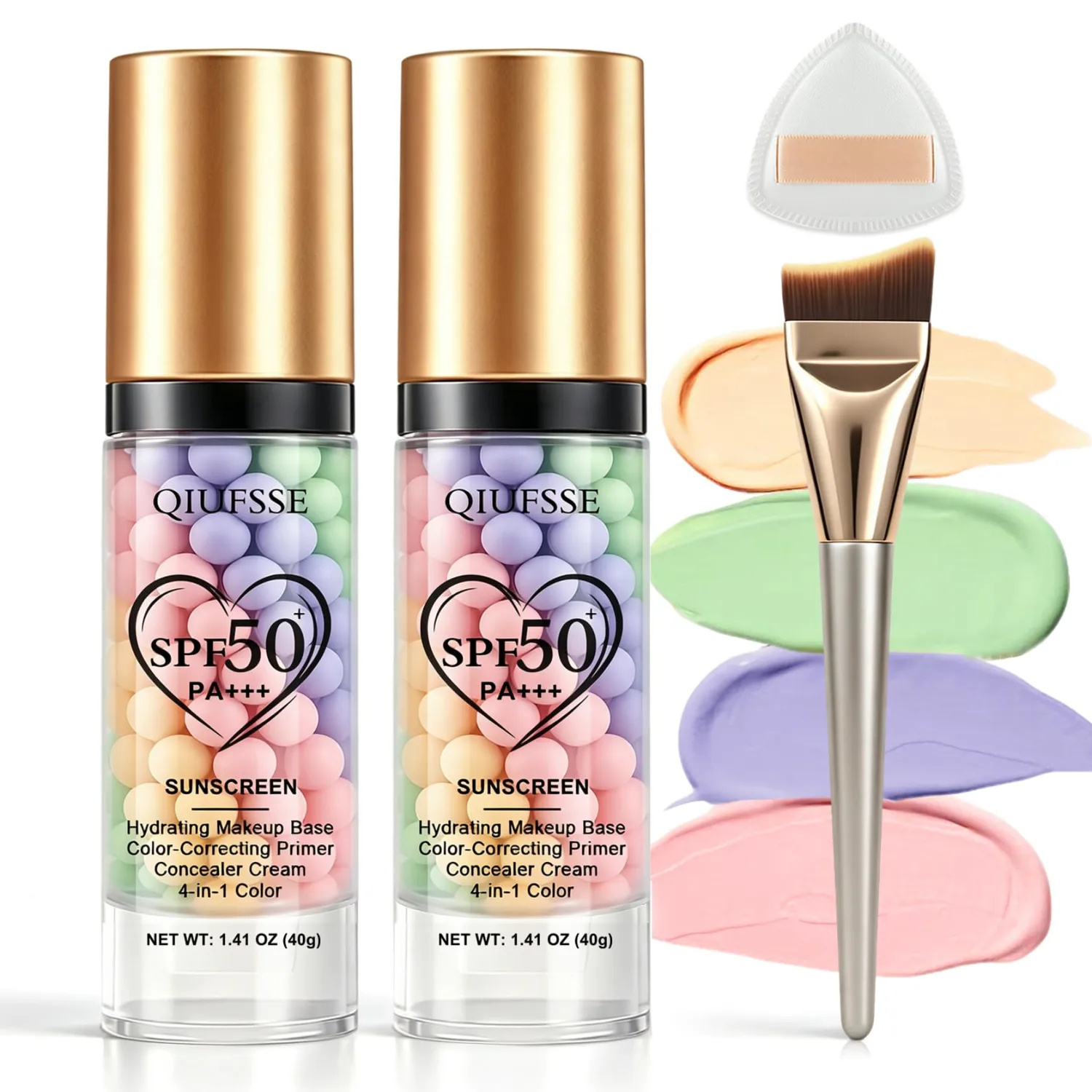 2PCS Color Correcting Primer Face Makeup - Purple Peach Pink Green
