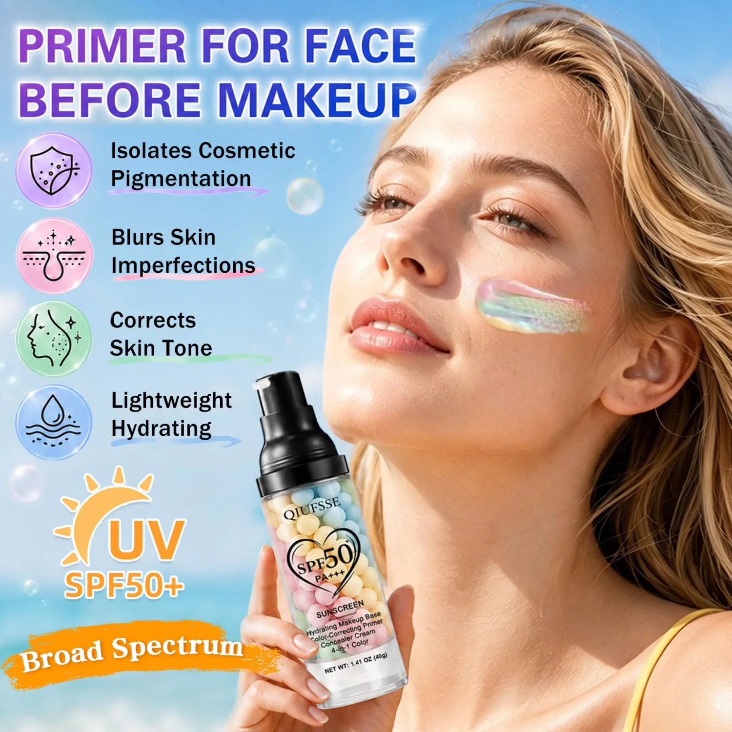 2PCS Color Correcting Primer Face Makeup - Blue Yellow Pink Green