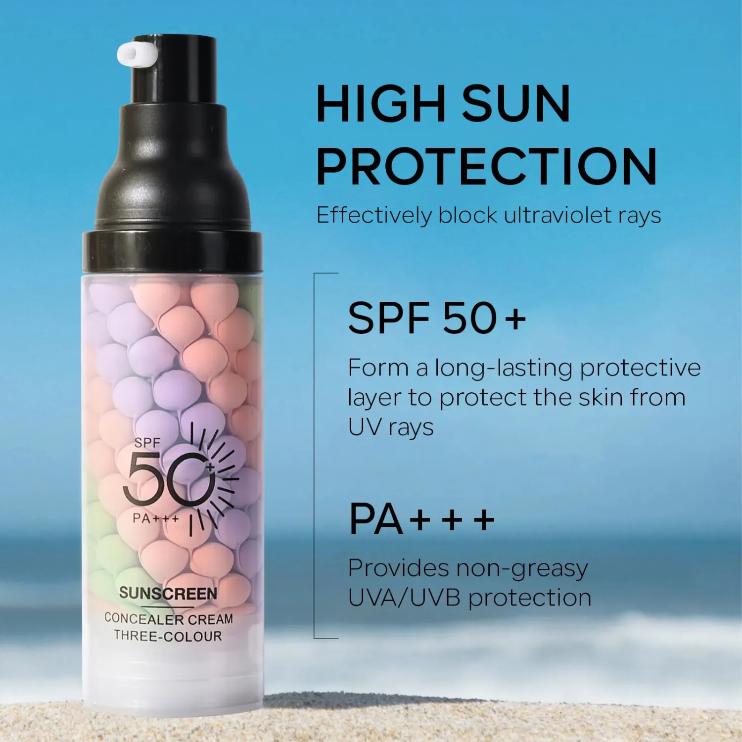3 in 1 Color Correcting Makeup Primer Facial Serum, SPF 50 PA+++ Sunscreen Isolation Cream, Oil Control Moisturizing Skin Tone Correcting, One Step Color Corrector Face Primer