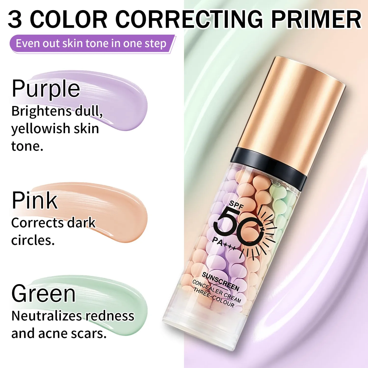 2PCS 3 In 1 Primer for Face Before Makeup,Color Correcting Primer