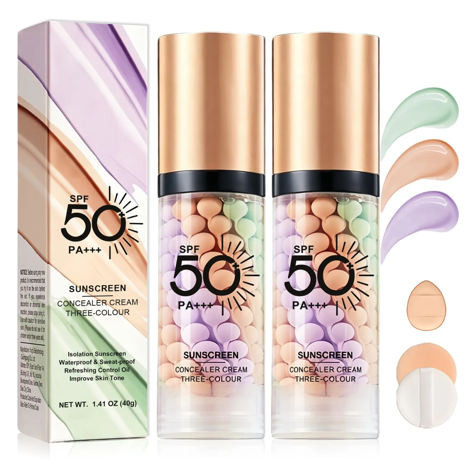 2PCS 3 In 1 Primer for Face Before Makeup,Color Correcting Primer