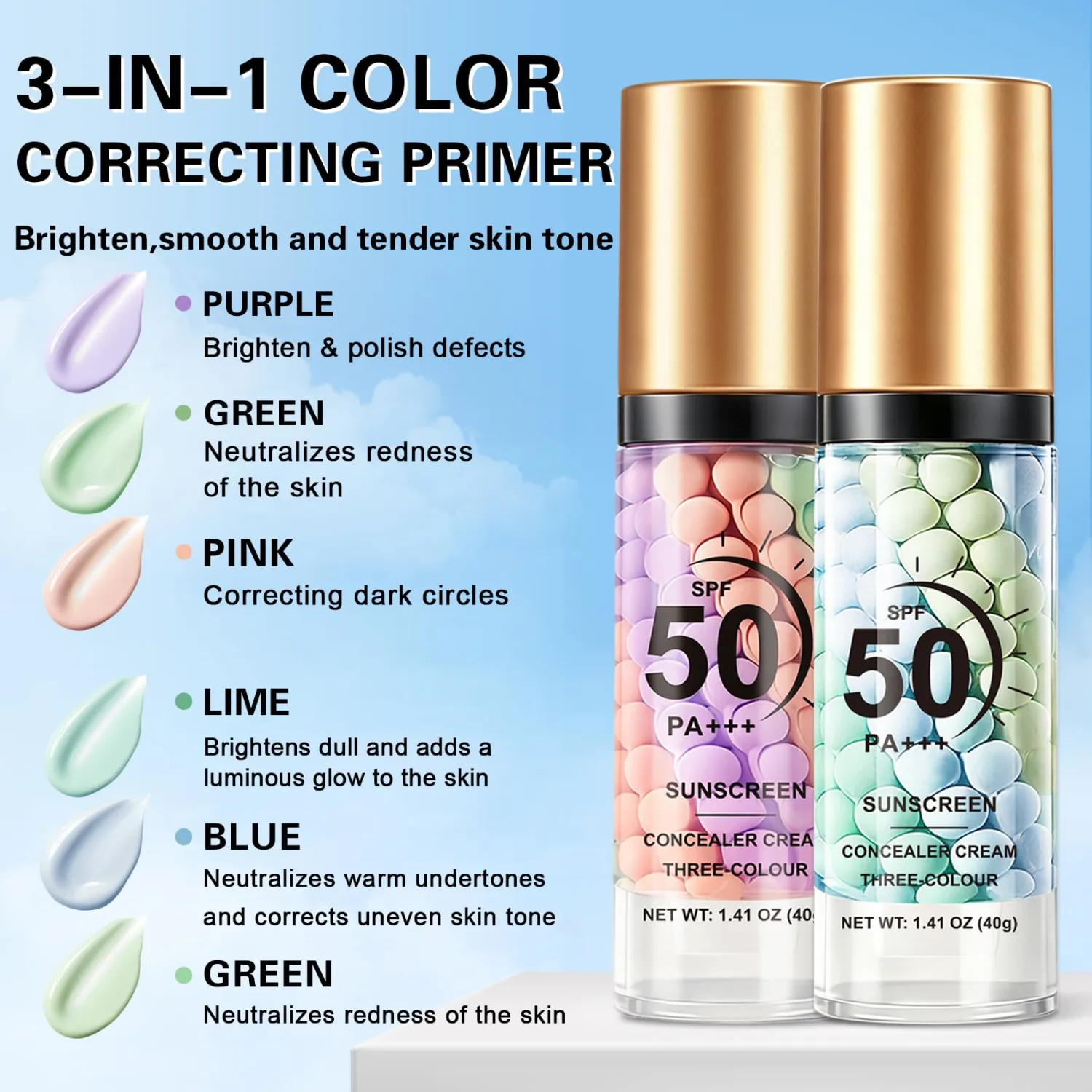 2PCS Color Correcting Primer Face Makeup