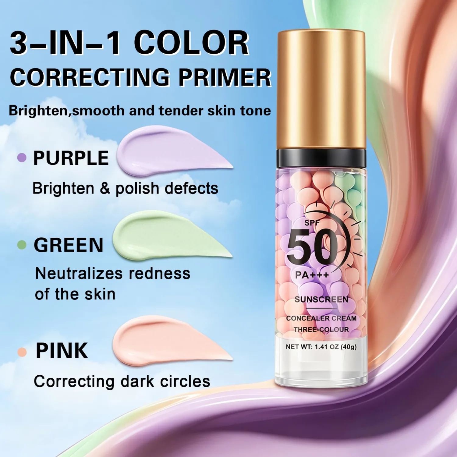 Primer for Face Before Makeup,Three Color Face Primer Makeup