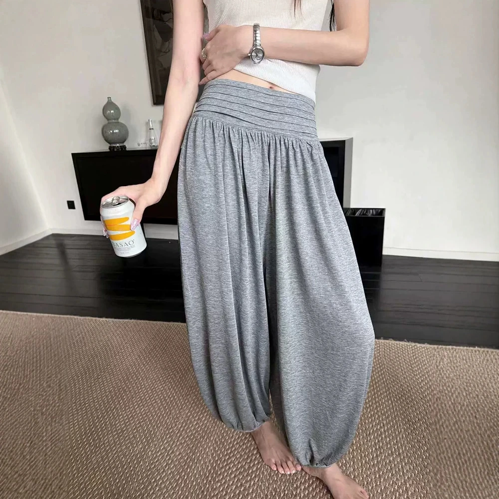 Pleated High-waist Loose-fit Slimming Jogger Pants