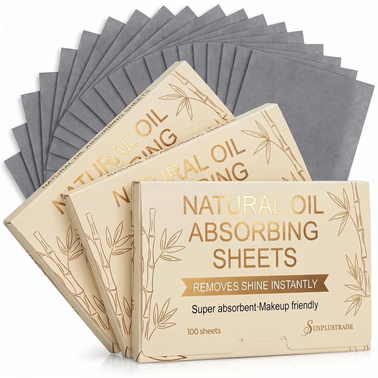 Natural Oil Blotting Sheets for Face - 25% Larger - 3pk/300 Makeup Friendly Oil Absorbing Sheets for Face - Easy Dispensing Blotting Papers - Perfect for Keeping in Purse