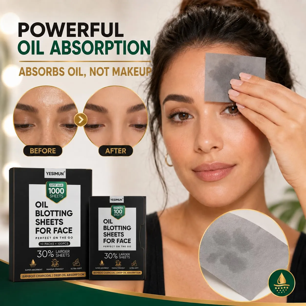 Oil Blotting Sheets For Face, 10 Pack/1000PCS Blotting Papers For Face