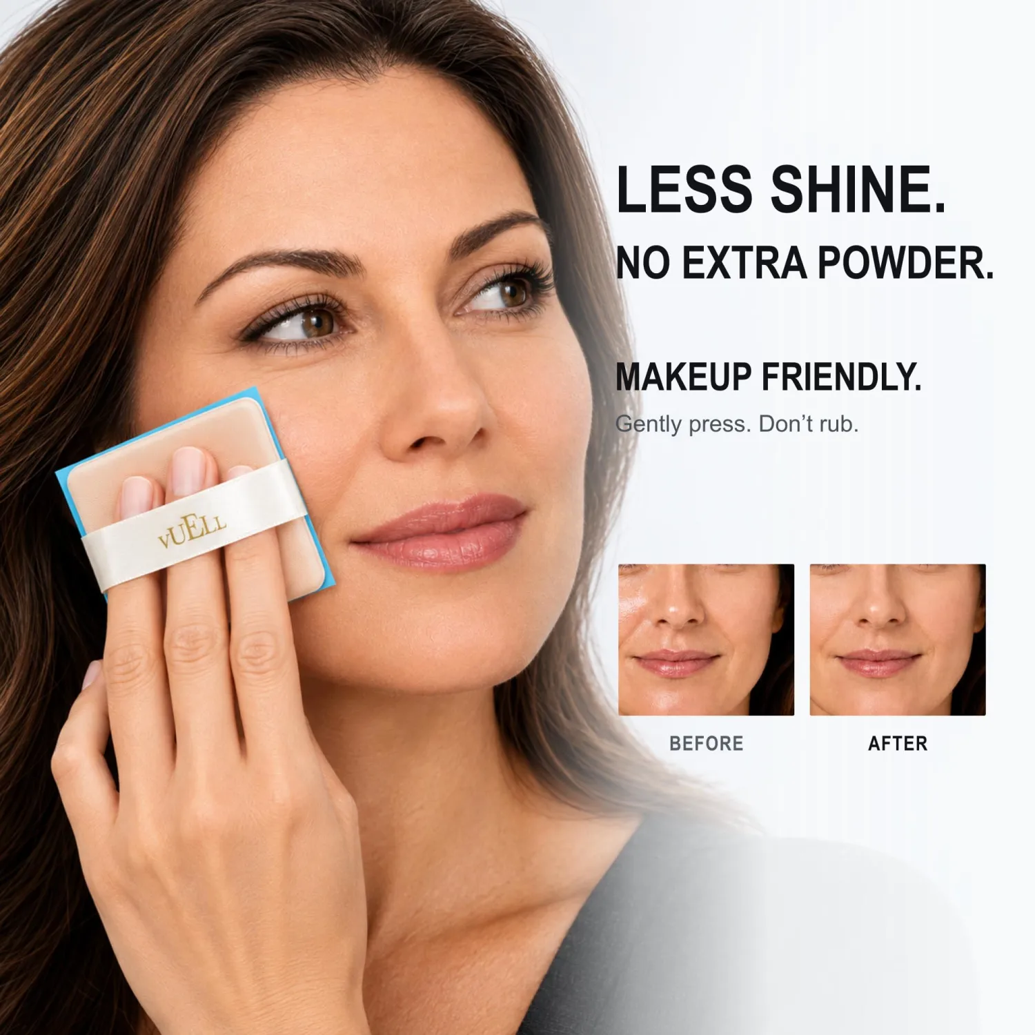 Oil Absorbing Sheets for Face, Non-Drying Feel, Mirror Compact & Puff