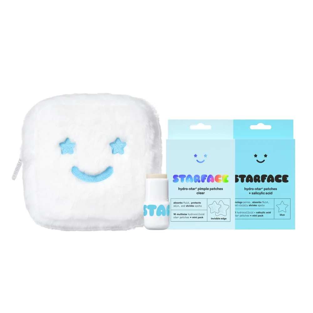 Starface Gift Set, Clear + Blue Patch (32 ct) + Vanilla Star Hydrating Balm