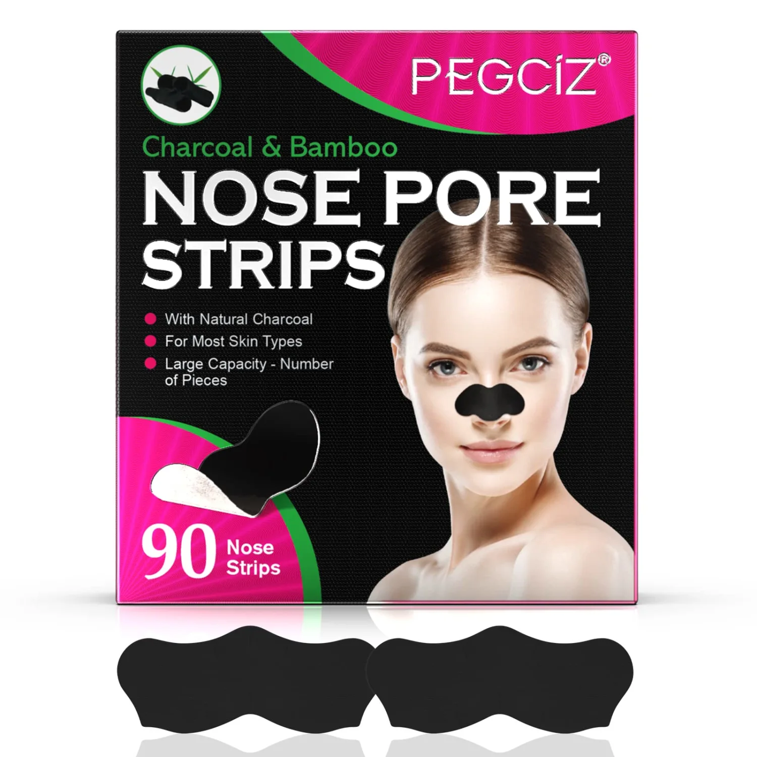Charcoal Nose Strips for Blackheads, 90 Pcs Bamboo Deep Cleansing Pore Strips