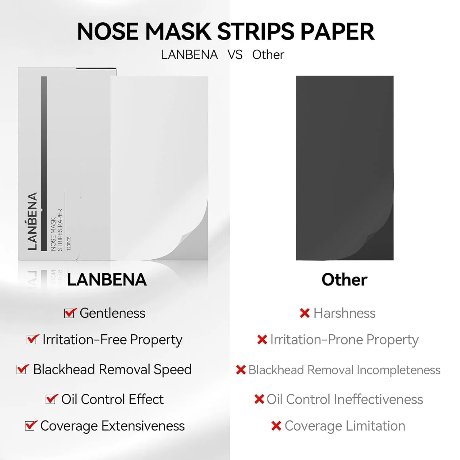 LANBENA Blackhead Removal Paper, 120 Pcs, Nose Pore Strips Paper, Accessories for Blackhead Removal Mask and Peel Off Mask