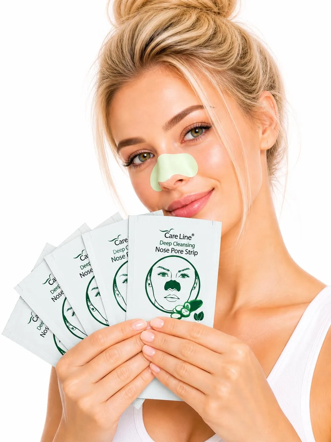 Green Tea Nose Strips for Blackhead Remover, Deep Cleansing Pore Strips, Oil Control, 6 Count