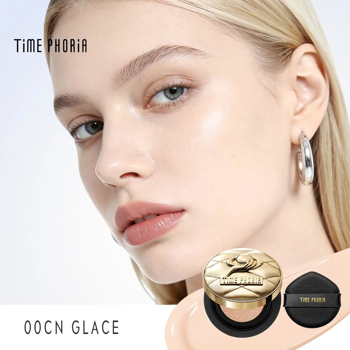 Timeless Utopia Glow Cushion Foundation 00CN Glace-Radiant Glow Finish, Medium to High Coverage, Hydrating Peptide Complex, Lightweight Air Cushion, Long-Lasting Smooth Blurring Base Makeup