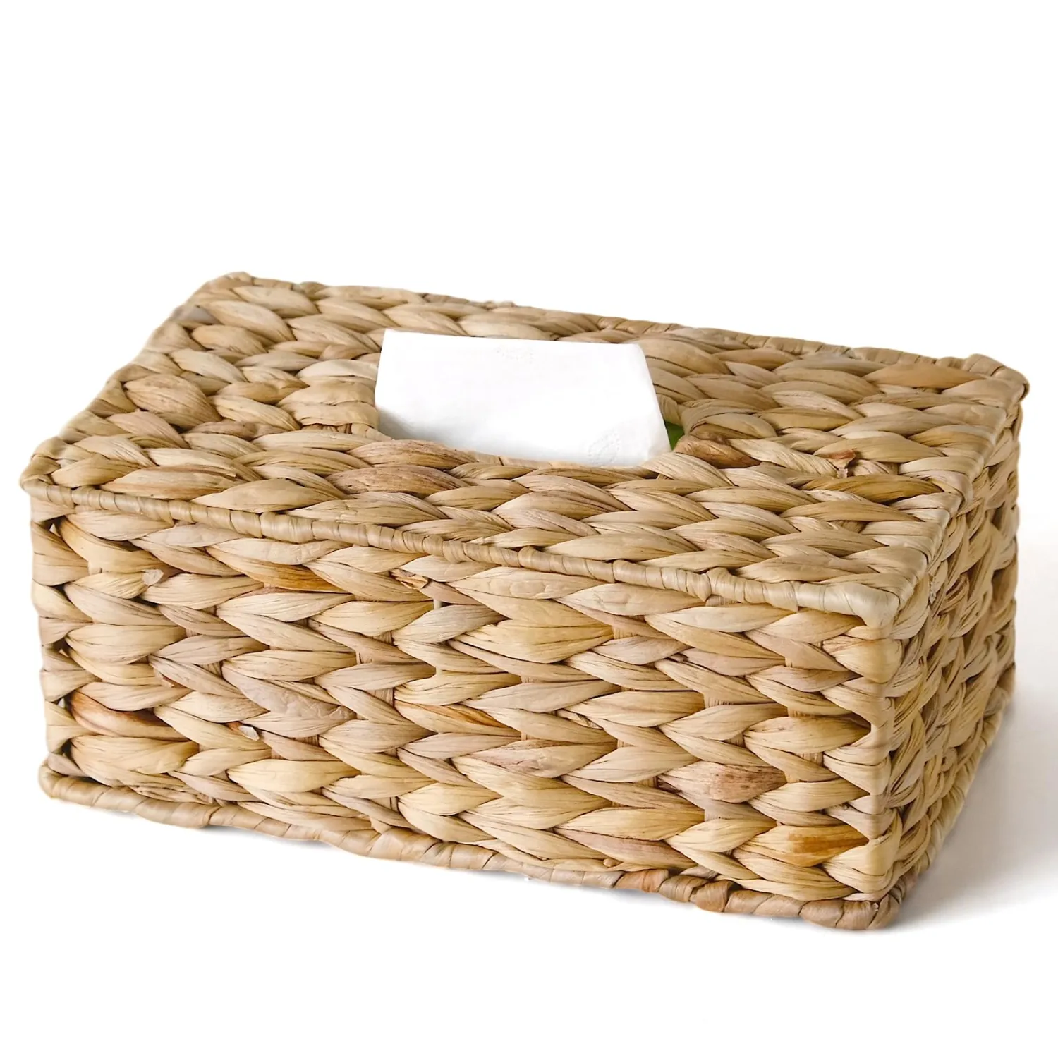 Wicker Tissue Box Cover Rectangle, Handwoven Facial Tissue Box Holder