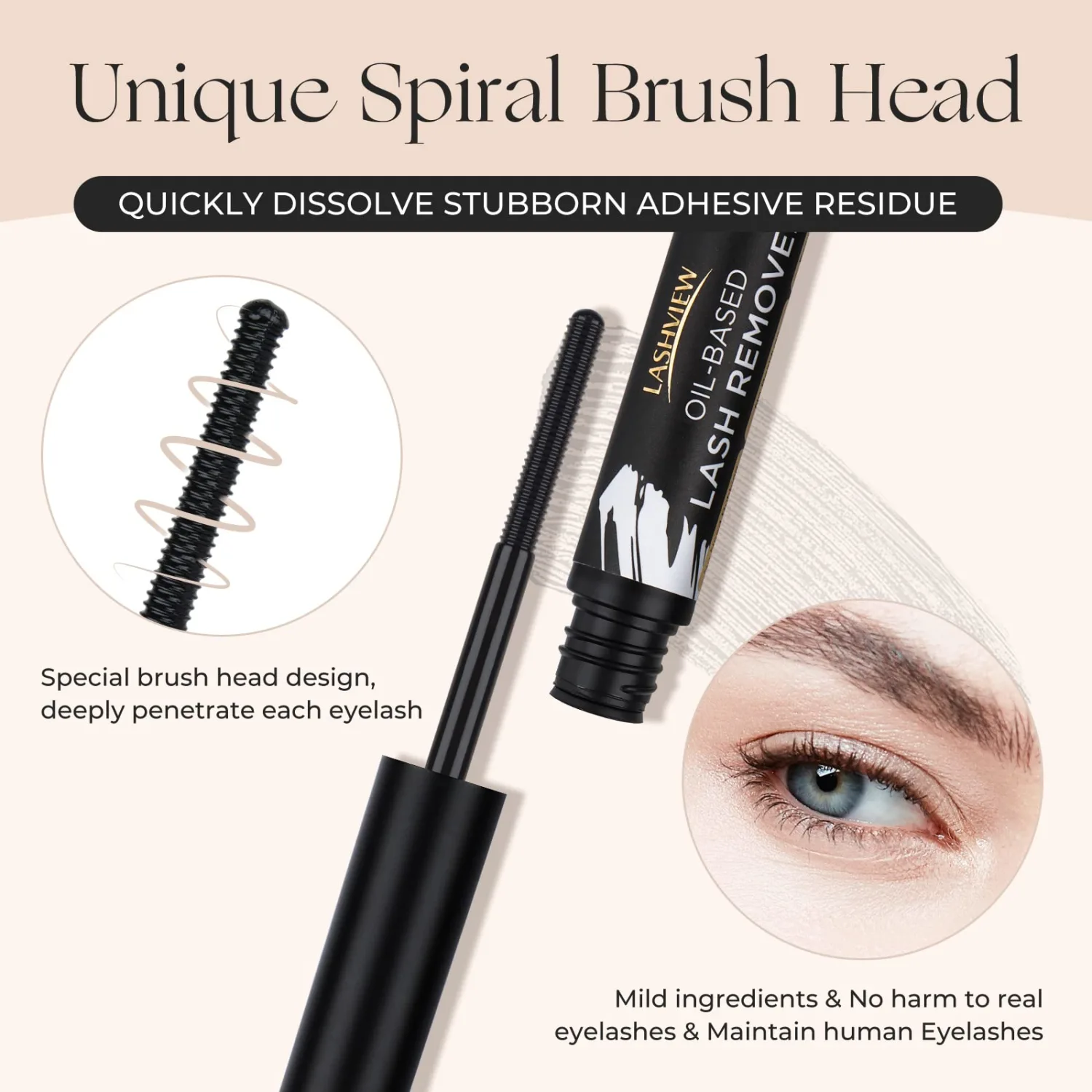 LASHVIEW Lash Remover, Cluster Lash Glue Remover, DIY Eyelash Extension, False Eyelashes Self-Use Gentle Soothing Non-Irritating Eye Cleanser Oil 5ML