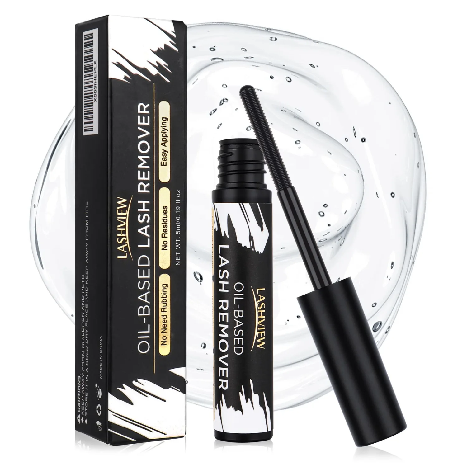 LASHVIEW Lash Remover, Cluster Lash Glue Remover, DIY Eyelash Extension, False Eyelashes Self-Use Gentle Soothing Non-Irritating Eye Cleanser Oil 5ML