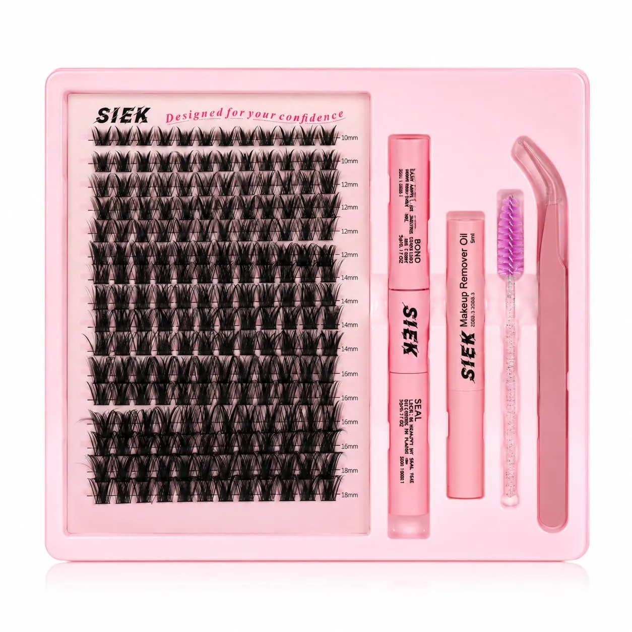 Cluster Lashes Kit 10-18mm, DIY Lash Extension Kit with Bond & Seal