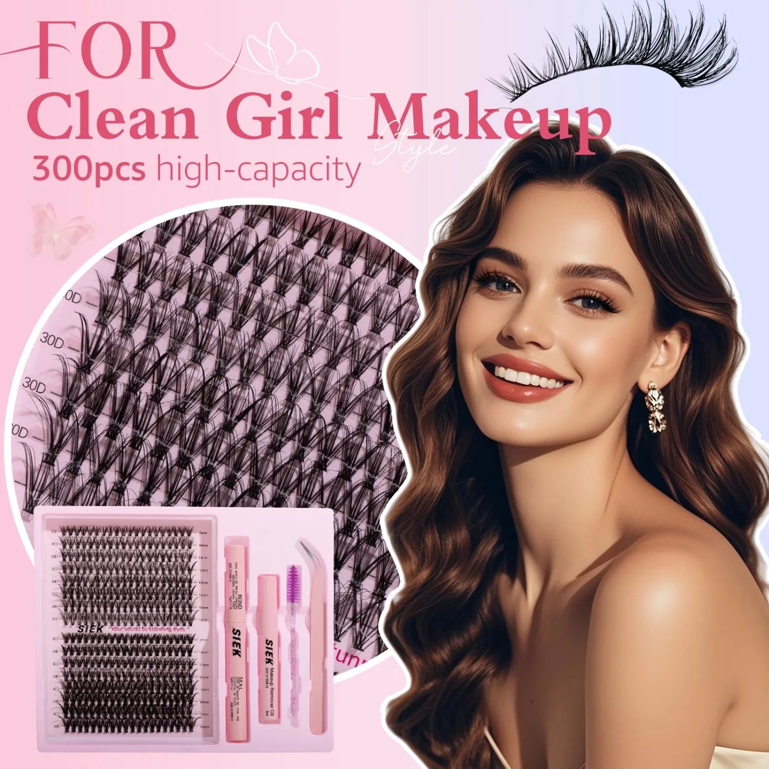 Lash Clusters Kit: Reusable Wispy Lash Clusters for Natural & Dramatic Look, Hypoallergenic Synthetic Fibers for All Eye Shapes, Party, Daily Wear & Photo Shoots 300PCS