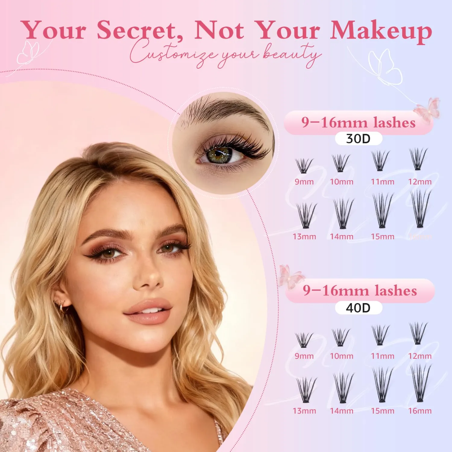 Lash Clusters Kit: Reusable Wispy Lash Clusters for Natural & Dramatic Look, Hypoallergenic Synthetic Fibers for All Eye Shapes, Party, Daily Wear & Photo Shoots 3pcs