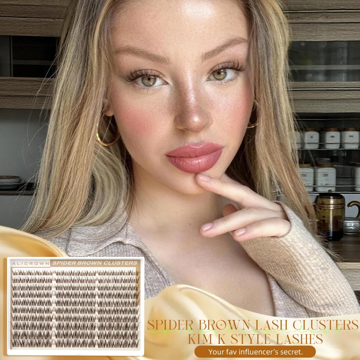 Spider Lash Clusters Brown Eyelash Clusters Breeze Wispy Cluster Eyelash Extensions Natural Lash Extensions D Curly with Invisible Band 8-14MM Individual Lashes 150Pcs Brown Eyelashes