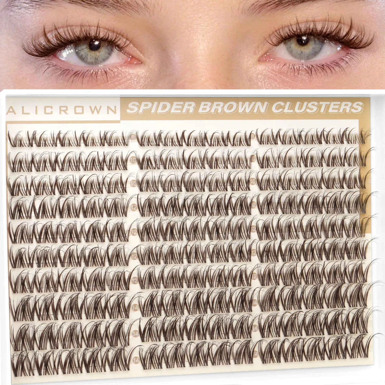 Spider Lash Clusters Brown Eyelash Clusters Breeze Wispy Cluster Eyelash Extensions Natural Lash Extensions D Curly with Invisible Band 8-14MM Individual Lashes 150Pcs Brown Eyelashes