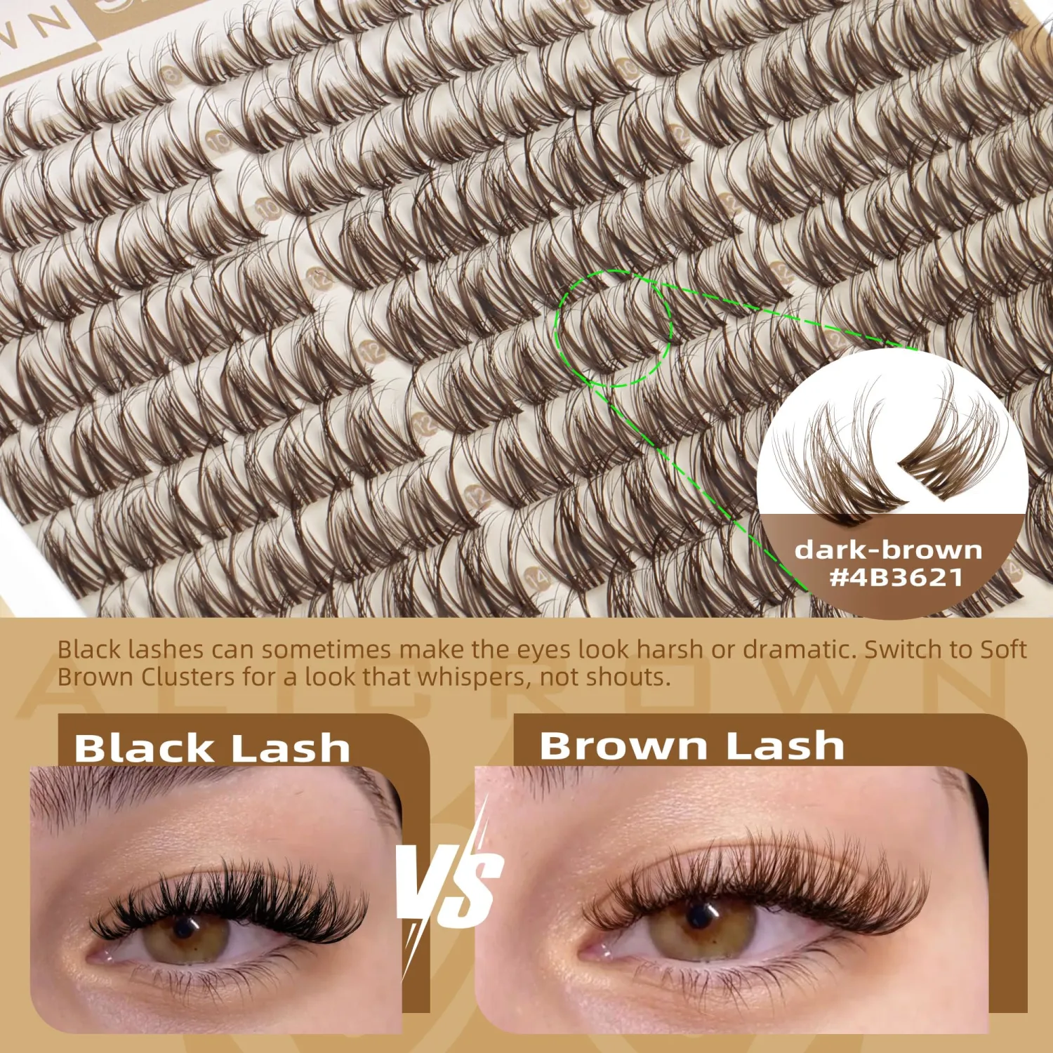 Spider Lash Clusters Brown Eyelash Clusters Breeze Wispy Cluster Eyelash Extensions Natural Lash Extensions D Curly with Invisible Band 8-14MM Individual Lashes 150Pcs Brown Eyelashes