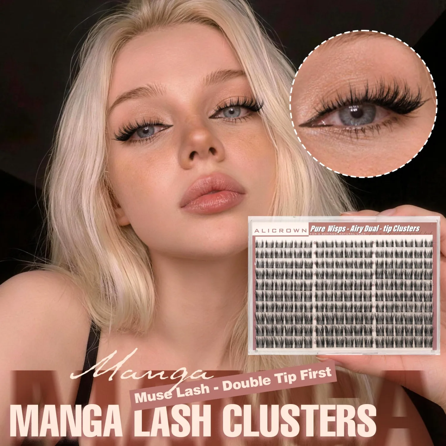 Wispy Lash Cluters Manga Eyelash Clusters 8-14MM Spiky Cluster Eyelash Extensions Pestañas Postizas Naturales DIY Lash Extensions 180Pcs Daily Wear Individual Lashes Airy Dual-tips Cluster Lashes