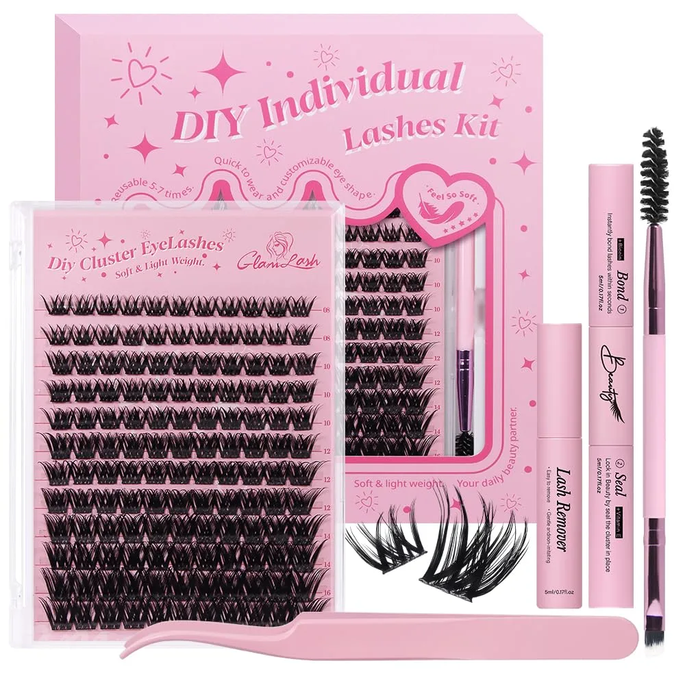 Lash Clusters Kit 8-16mm with Bond Seal Tweezers Brush