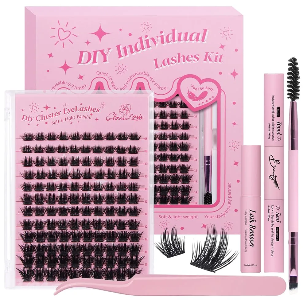 Lash Clusters Kit 8-16mm with Bond Seal Tweezers Brush