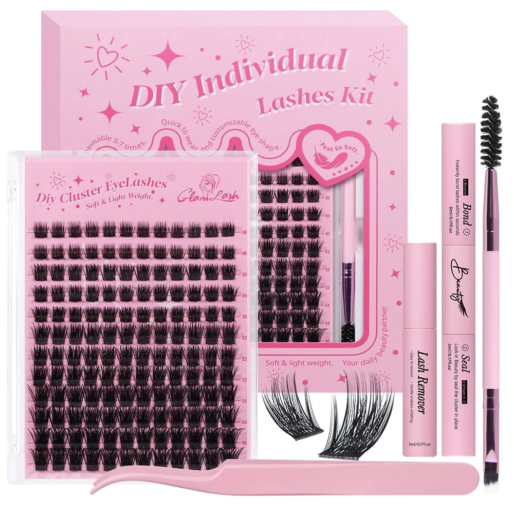 Lash Clusters Kit 8-16mm with Bond Seal Tweezers Brush