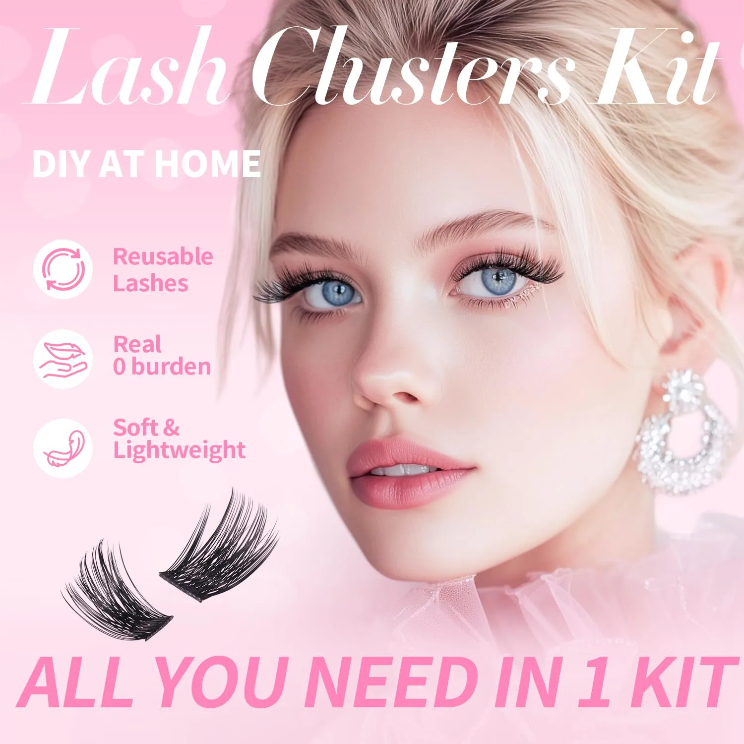 Lash Clusters Kit 8-16mm with Bond Seal Tweezers Brush