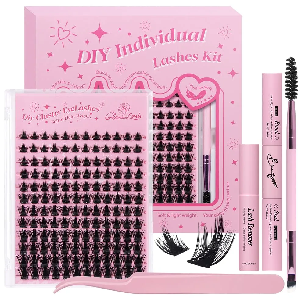 Lash Clusters Kit 8-16mm with Bond Seal Tweezers Brush